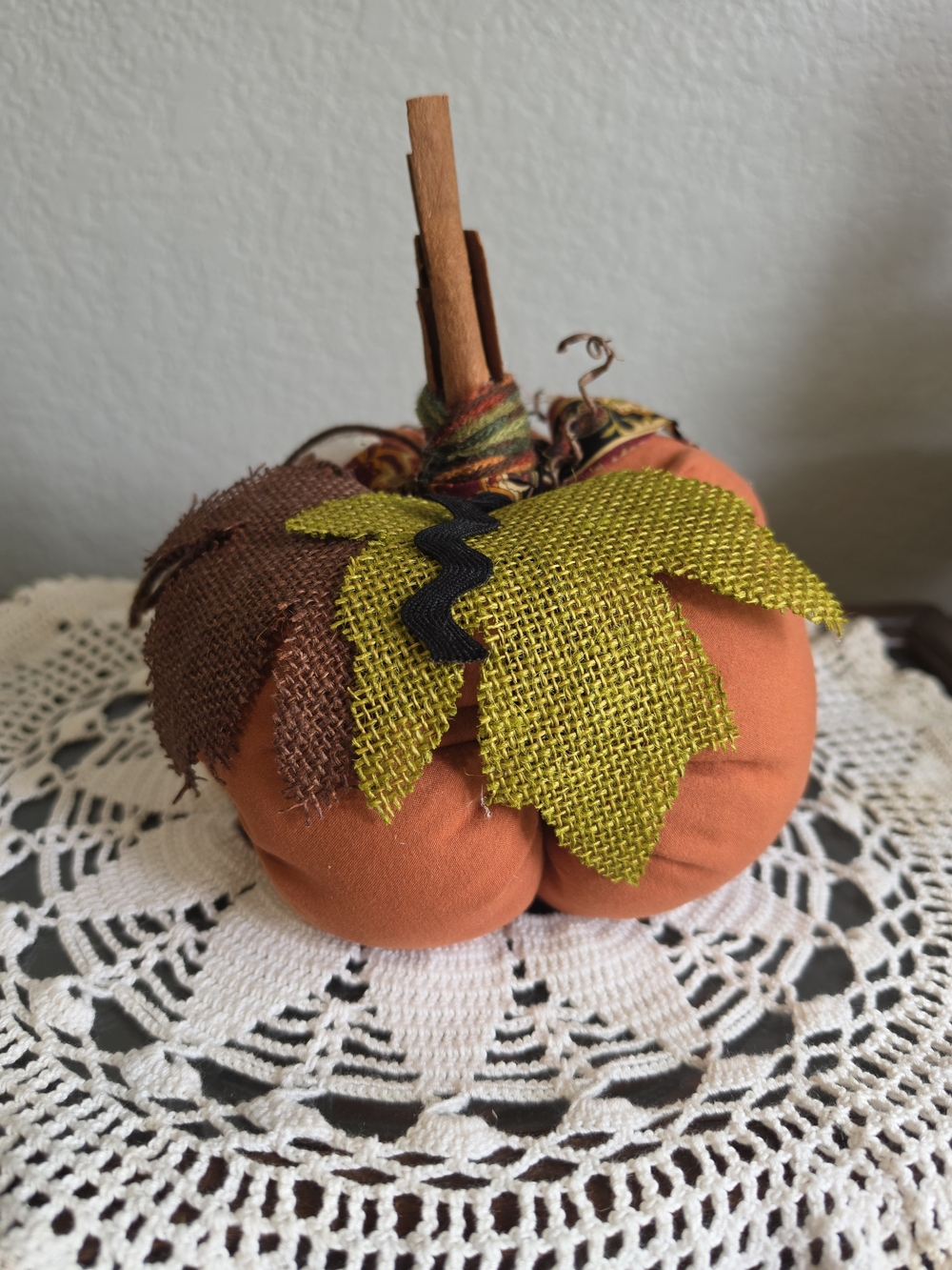 Patchwork Cinnamon Stick Pumpkin - Rustic Fall Farmhouse Decor